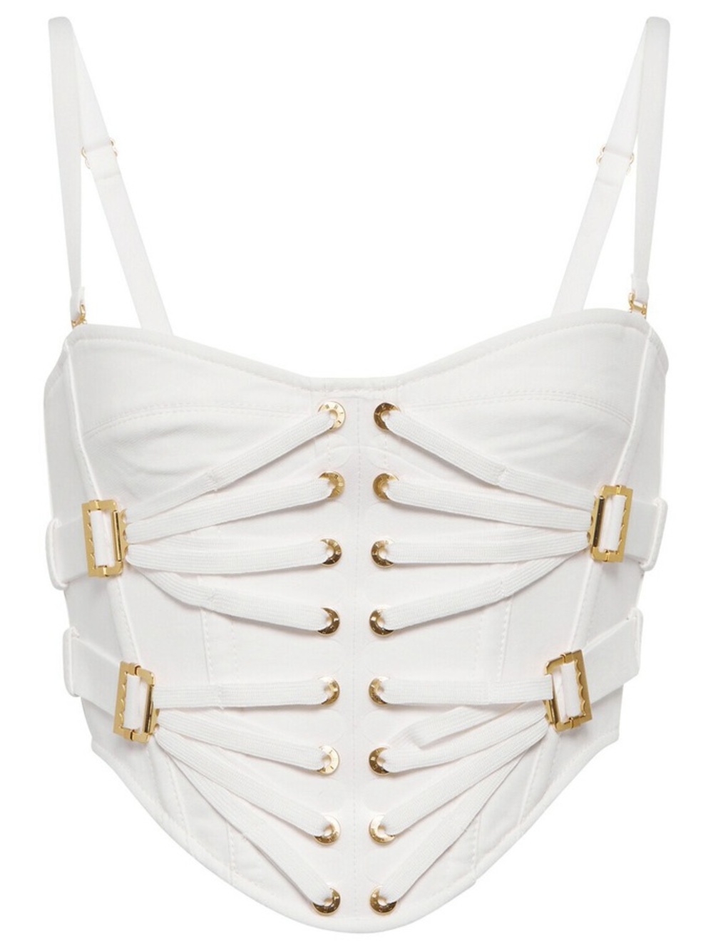 Dion Lee White Gold Hardware Corset Strappy Laced Slider Bustier Top